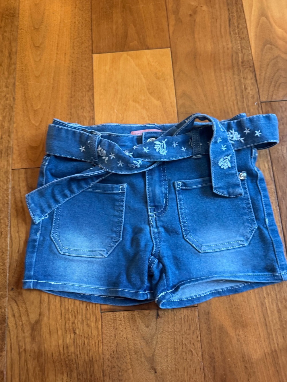 dELiA*s Blue Embroidered Belt Denim Jean Shorts- size 7